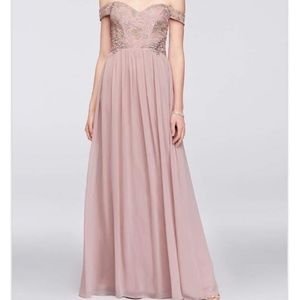 Blush Pink Off The Shoulder Prom Dress/Gown